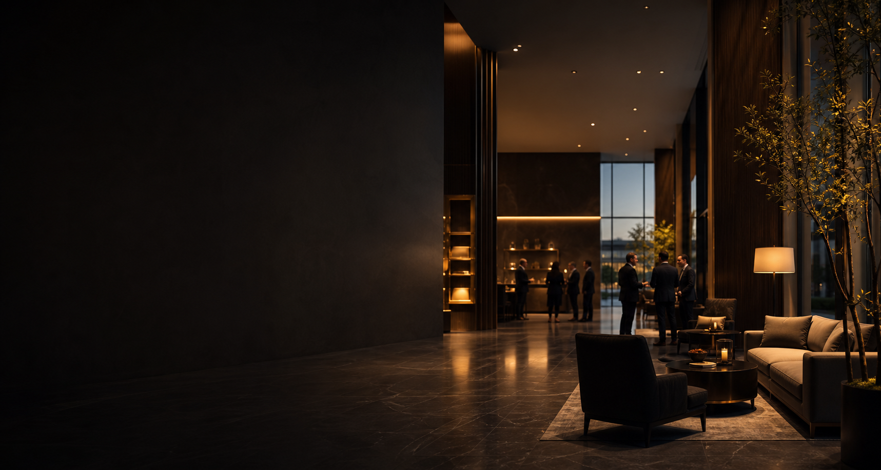 Premium dark KEVOTOS corporate lobby interior